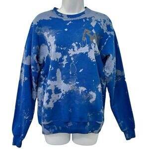 Raks Blue Acid Patch Black Hair Tie Dye Crew Neck Sweatshirt size S Streetwear